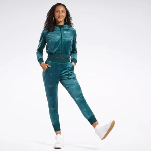 Hoodies & Sweatshirts^Reebok Classics Energy Q4 Velour Zip-Up Sweatshirt ForestGreen