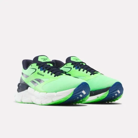 Running^Reebok FloatZig Symmetros Shoes SolarLime/VectorNavy/TwilightBlue