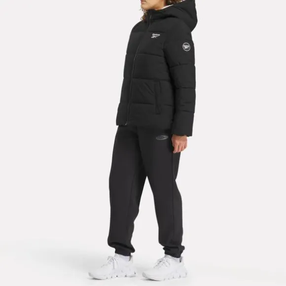 Jackets^Reebok Lined Stretch Puffer Jacket Black