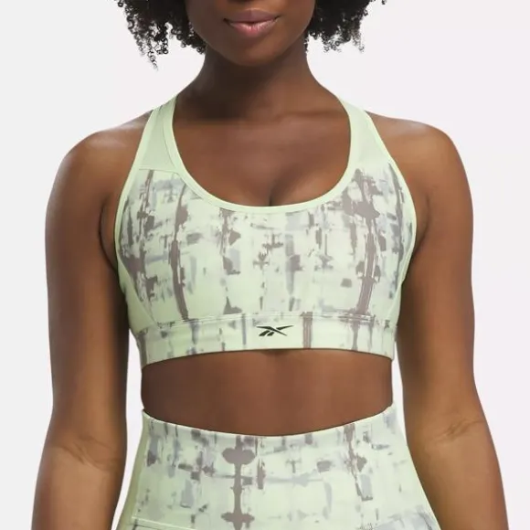 Sports Bras | Trending: Matching Sets^Reebok Lux Perform Printed Racer Bra CitrusGlow