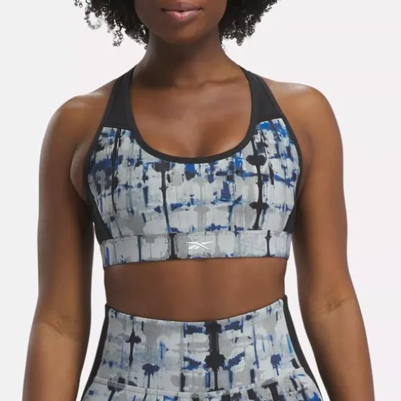 Sports Bras | Trending: Matching Sets^Reebok Lux Perform Printed Racer Bra PureGrey3
