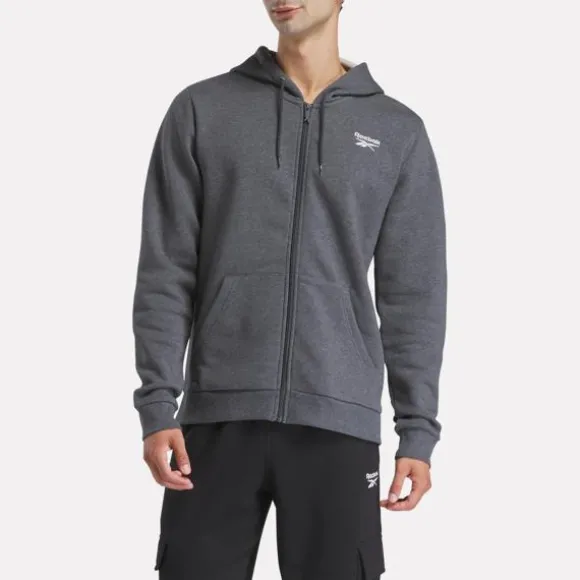 Hoodies & Sweatshirts^Reebok Identity Small Logo Fleece Full-Zip Hoodie DarkGreyHeather