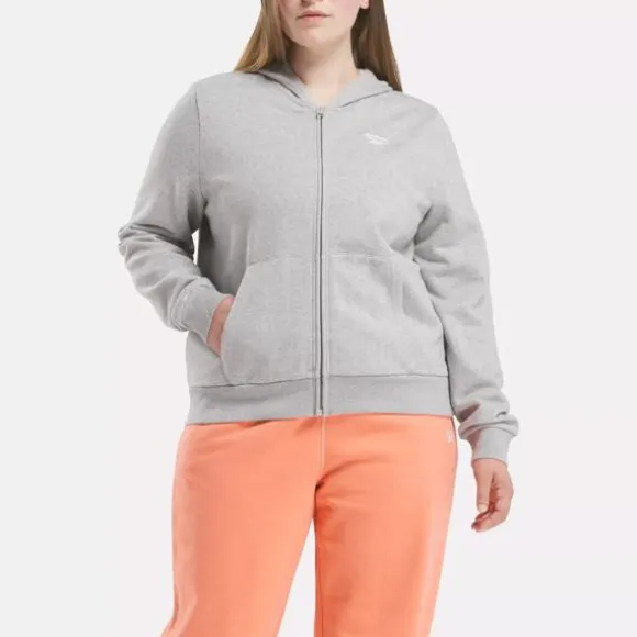 Hoodies & Sweatshirts^Reebok Identity Small Logo Fleece Full-Zip Sweatshirt (Plus Size) MediumGreyHeather