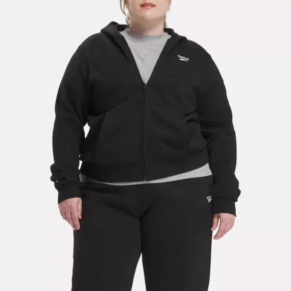 Hoodies & Sweatshirts^Reebok Identity Small Logo Fleece Full-Zip Sweatshirt (Plus Size) Black