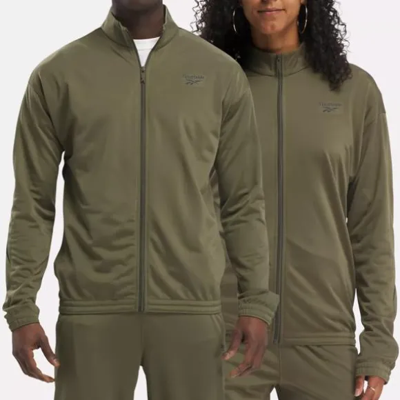 Jackets | Tracksuits^Reebok Identity Vector Knit Track Jacket ArmyGreen