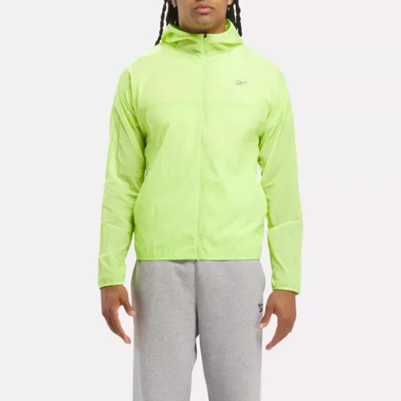 Jackets | Hoodies & Sweatshirts^Reebok Running Hooded Jacket LaserLime