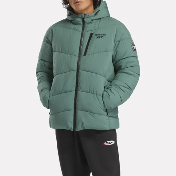 Jackets^Reebok Stretch Puffer Jacket SageGreen