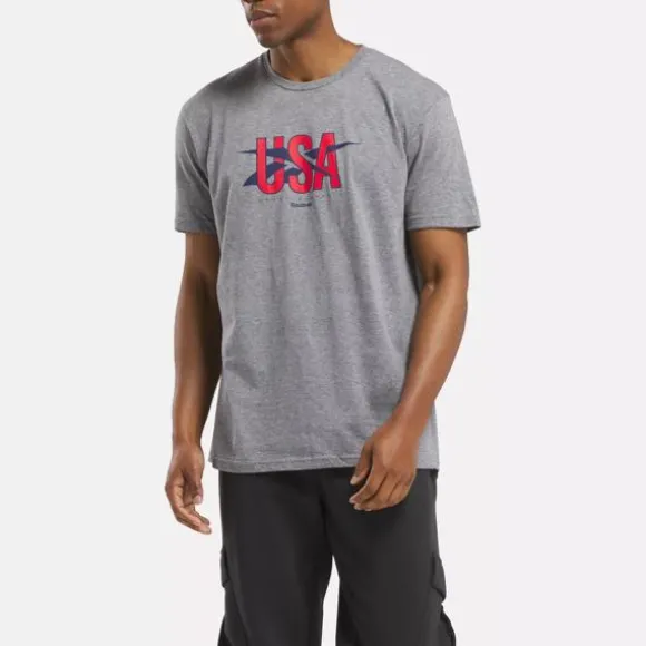 Tops & T-shirts^Reebok USA Tee MediumGreyHeather