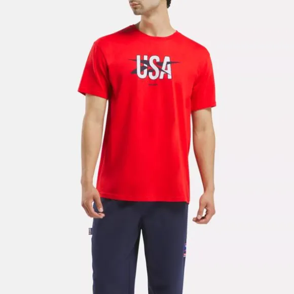 Tops & T-shirts^Reebok USA T-Shirt Red